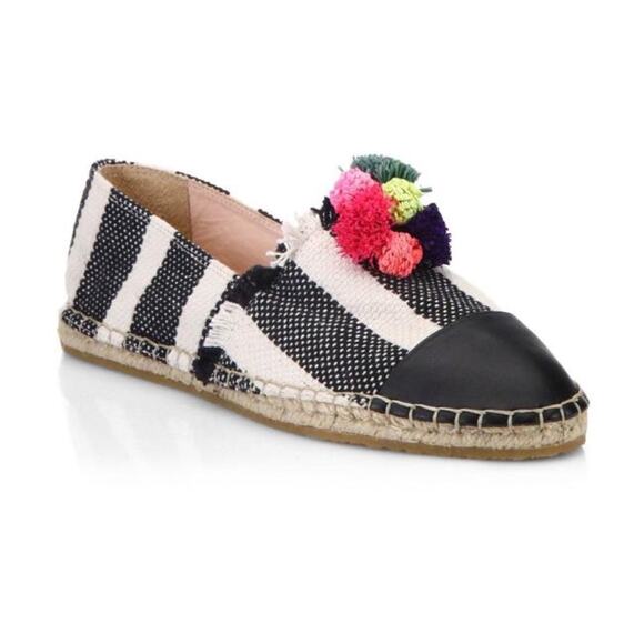Loeffler Randall Mara Pom Pom Espadrille Slip On Canvas Shoes Women's Size 8B - Picture 1 of 11
